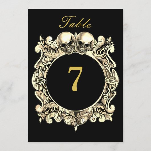 黒と金ゴールドのスカル結婚ゴシックの表番号 (裏面)
