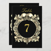 黒と金ゴールドのスカル結婚ゴシックの表番号 (正面/裏面)