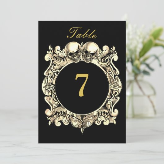 黒と金ゴールドのスカル結婚ゴシックの表番号 (スタンド正面)