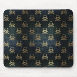 黒と金ゴールドのスカル マウスパッド