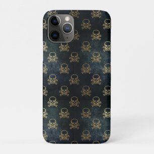 黒と金ゴールドのスカル iPhone 11 PROケース