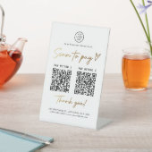 黒と金ゴールドのスキャンを支払う2 Qrコード支払いリンク 台座サイン (インサイチュ)