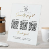 黒と金ゴールドのスキャンを支払う3 Qrコード支払いリンク 台座サイン (インサイチュ)