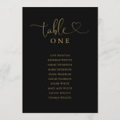 黒と金ゴールドのスクリプトのシーティンググラフテーブル番号 招待状 (裏面)