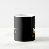黒と金ゴールドのスクリプトモノグラム コーヒーマグカップ (中央)