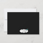 黒と金ゴールドのスクロールアクセントリハー結婚サルディナー 招待状 (裏面)