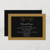 黒と金ゴールドのスクロールアクセントリハー結婚サルディナー 招待状 (正面/裏面)