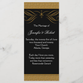 黒と金ゴールドのスクロールアクセント結婚式 プログラム