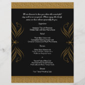 黒と金ゴールドのスクロールア結婚ントメニュー (正面)