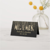 黒と金ゴールドのスターシャワー プレイスカード (裏面)