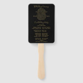 黒と金ゴールドのストリングライト結婚式 プログラム ハンドファン (裏面)