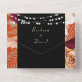 黒と金ゴールドのストリングラ結婚イト オールインワン招待状 (裏面)