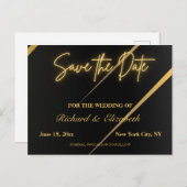 黒と金ゴールドのストリーク日付を保存 ポストカード (正面/裏面)