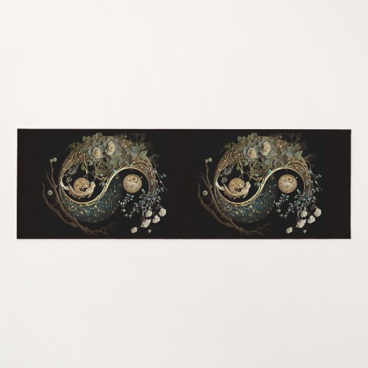 黒と金ゴールドのスピリチュアルインとヤン瞑想 ヨガマット (正面(横))