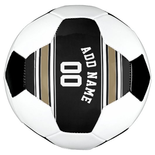 黒と金ゴールドのスポーツジャージーの名前 – CAN EDIT Color サッカーボール (回転)