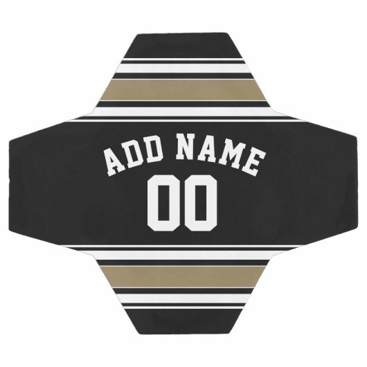 黒と金ゴールドのスポーツジャージーの名前 – CAN EDIT Color サッカーボール (フラット)