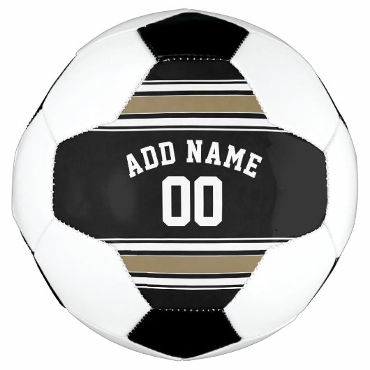 黒と金ゴールドのスポーツジャージーの名前 – CAN EDIT Color サッカーボール (正面)