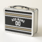 黒と金ゴールドのスポーツジャージーの名前 – CAN EDIT Color メタルランチボックス (裏面)