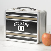 黒と金ゴールドのスポーツジャージーの名前 – CAN EDIT Color メタルランチボックス (インサイチュ)