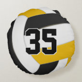 黒と金ゴールドのスポーツチームカラーバレーボール ラウンドクッション (裏面)