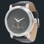 黒と金ゴールドのタイポグラフィ名前の追加&モノグラムメンズ 腕時計<br><div class="desc">おシンプル名前とエレガントモノグラムでパーソナライズするためのタイポグラフィと金の。</div>