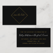 黒と金ゴールドのダイアモンド日付カードを保存 名刺 (正面/裏面)