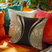 黒と金ゴールドのダイナミックストライプのマスク クッション