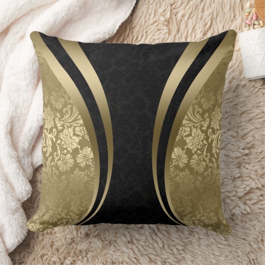 黒と金ゴールドのダイナミックストライプのマスク クッション (ブランケット)