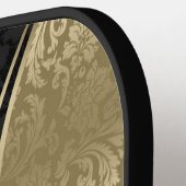 黒と金ゴールドのダイナミックストライプのマスク ピックルボールラケット (左詳細)