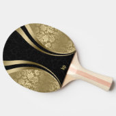 黒と金ゴールドのダイナミックストライプのマスク 卓球ラケット (横)