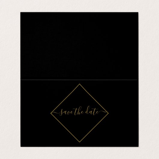 黒と金ゴールドのダイヤモンドの写真は日付カードを保存 名刺 (外部フラット)