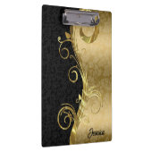 黒と金ゴールドのダマスクのクリップボード クリップボード (右)