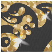 黒と金ゴールドのダマスクパターン ファブリック (クローズアップ)