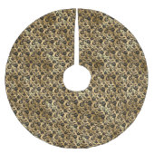 黒と金ゴールドのダマスクパターン ブラッシュドポリエステルツリースカート (正面)