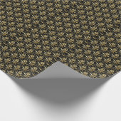 黒と金ゴールドのダマスクパターン ラッピングペーパー (角)