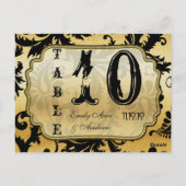 黒と金ゴールドのダマスク渦巻き表の番号 ポストカード (裏面)