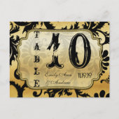 黒と金ゴールドのダマスク渦巻き表の番号 ポストカード (正面)