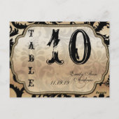 黒と金ゴールドのダマスク渦巻き表の番号 ポストカード (裏面)