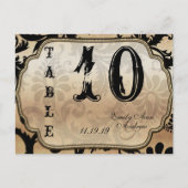 黒と金ゴールドのダマスク渦巻き表の番号 ポストカード (正面)