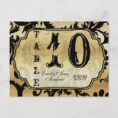 黒と金ゴールドのダマスク渦巻き表の番号 ポストカード (正面)