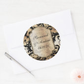黒と金ゴールドのダマスク結婚式のシール ラウンドシール (封筒)