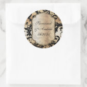 黒と金ゴールドのダマスク結婚式のシール ラウンドシール (バッグ)