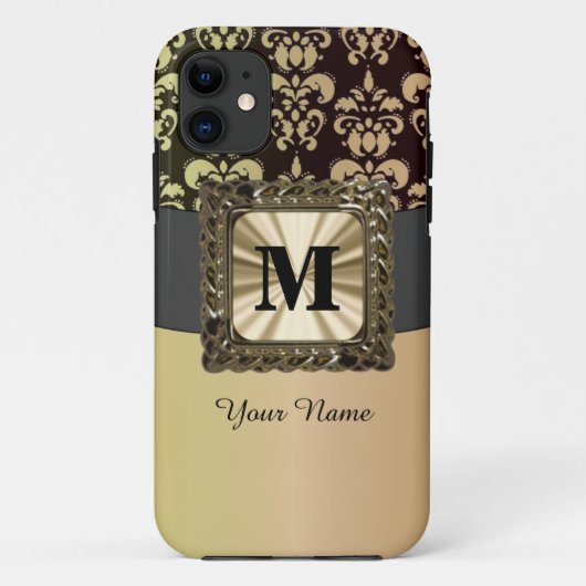 黒と金ゴールドのダマパーソナライズされたスク Case-Mate iPhoneケース (裏面)