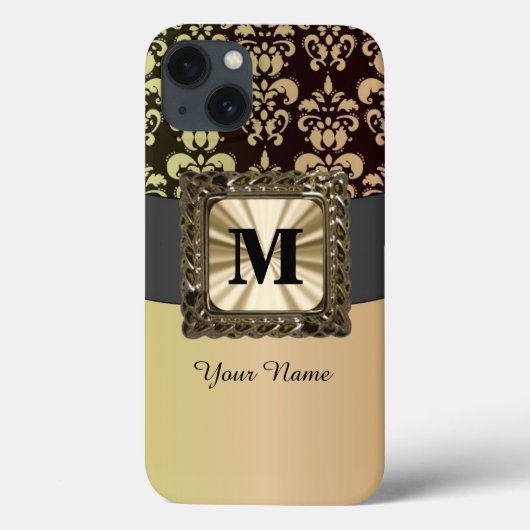 黒と金ゴールドのダマパーソナライズされたスク Case-Mate iPhoneケース (裏面)