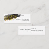 黒と金ゴールドのチーターのスキンブラシストローク スキニー名刺 (正面/裏面)