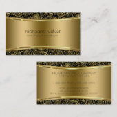 黒と金ゴールドのテクスチャとペイズリーパターン 名刺 (正面/裏面)