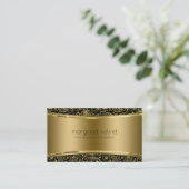 黒と金ゴールドのテクスチャとペイズリーパターン 名刺 (スタンド正面)