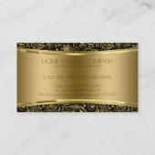 黒と金ゴールドのテクスチャとペイズリーパターン 名刺 (裏面)