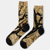 黒と金ゴールドのテクスチャ混合媒体抽象芸術 ソックス (左)