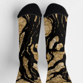 黒と金ゴールドのテクスチャ混合媒体抽象芸術 ソックス (上部)